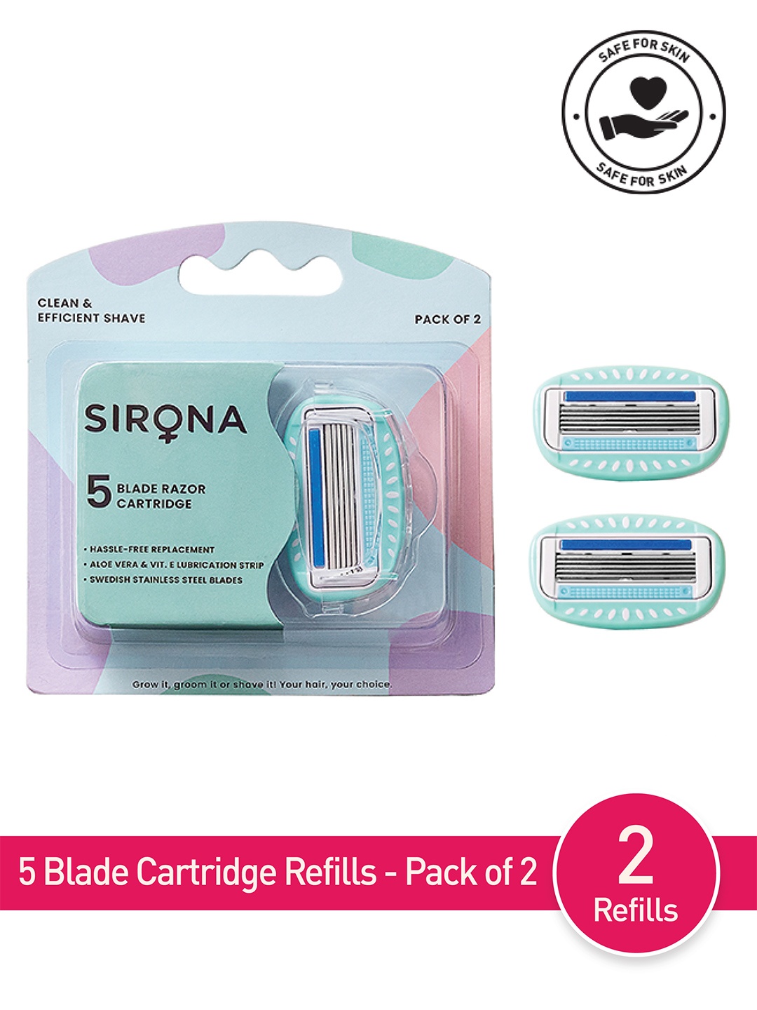 

Sirona Women Pack of 2 Hair Removal Razor Blades, Green