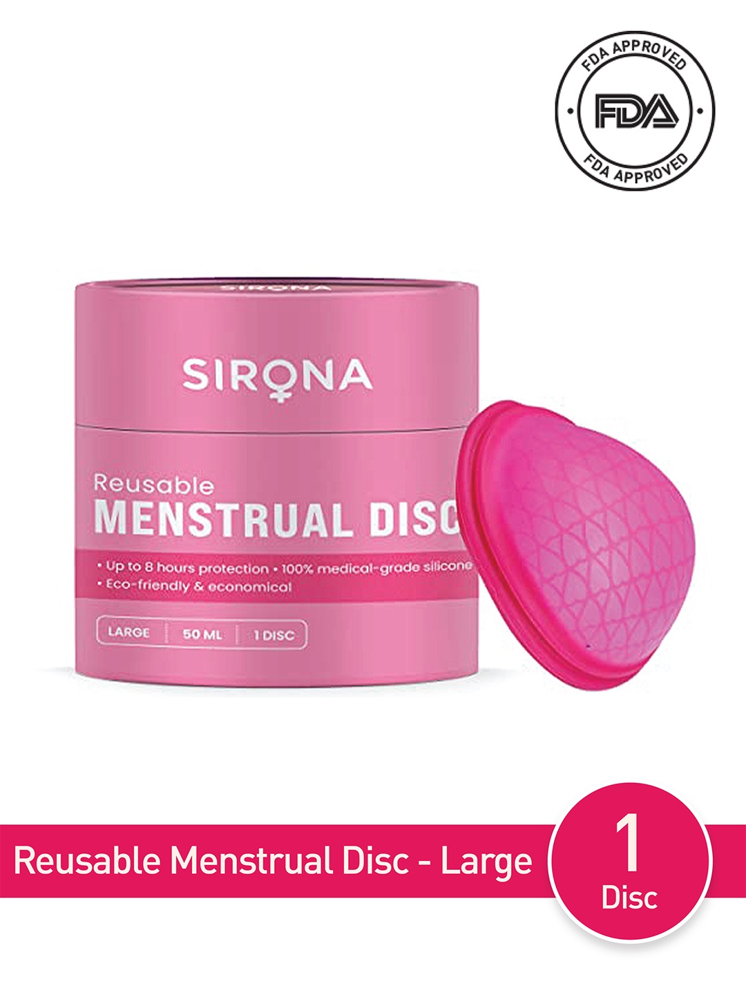 

Sirona Reusable Menstrual Cup Disc - Large, Pink