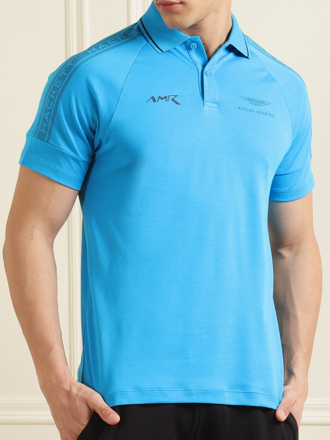 

HACKETT LONDON Men Blue Polo Collar T-shirt