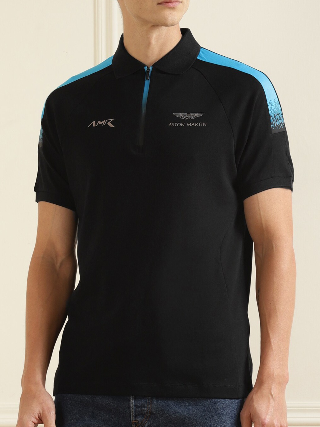 

HACKETT LONDON Men Black Polo Collar T-shirt