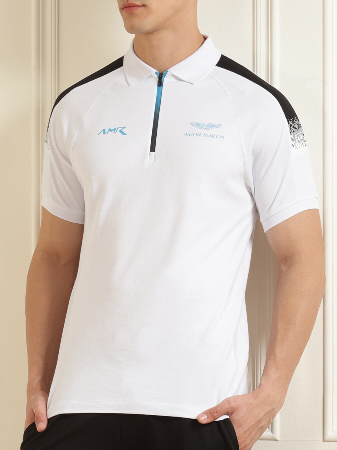 

HACKETT LONDON Men White & Black Polo Collar Pure Cotton T-shirt