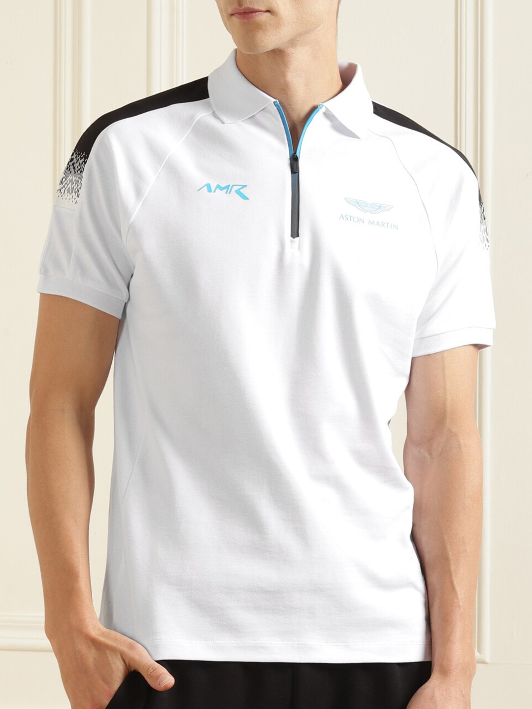 

HACKETT LONDON Men White & Black Colourblocked Polo Collar T-shirt