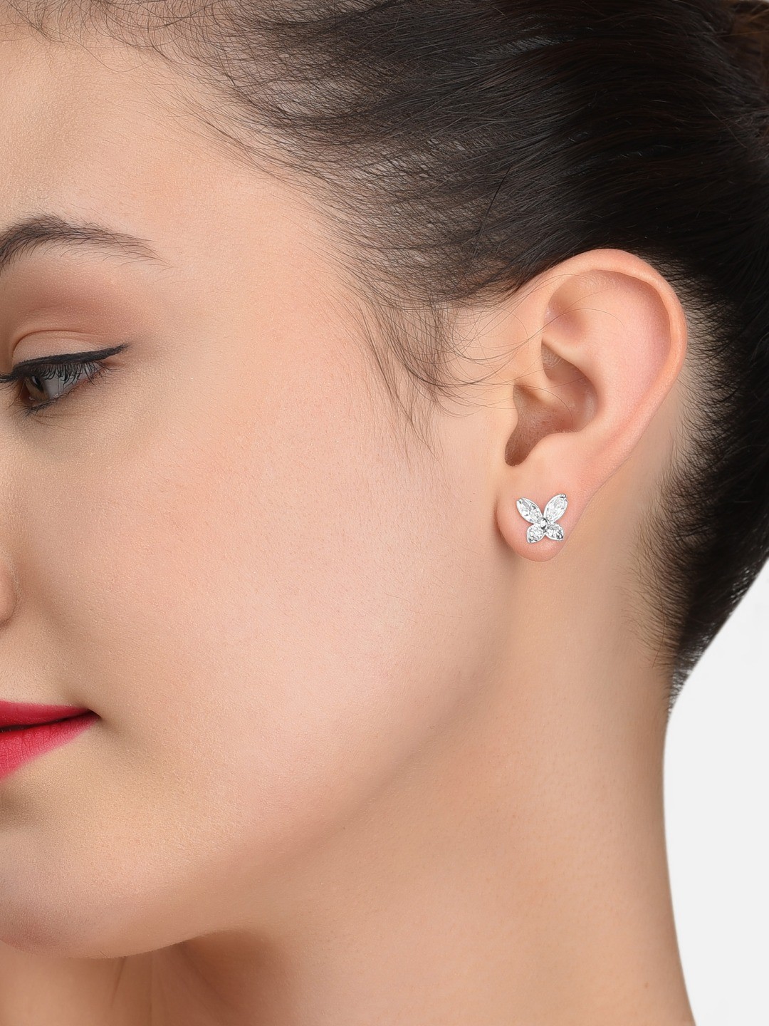 

AMI Silver-Toned Contemporary Studs Earrings