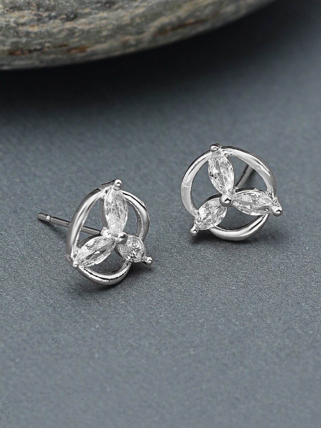 

AMI Silver-Toned Contemporary Studs Earrings
