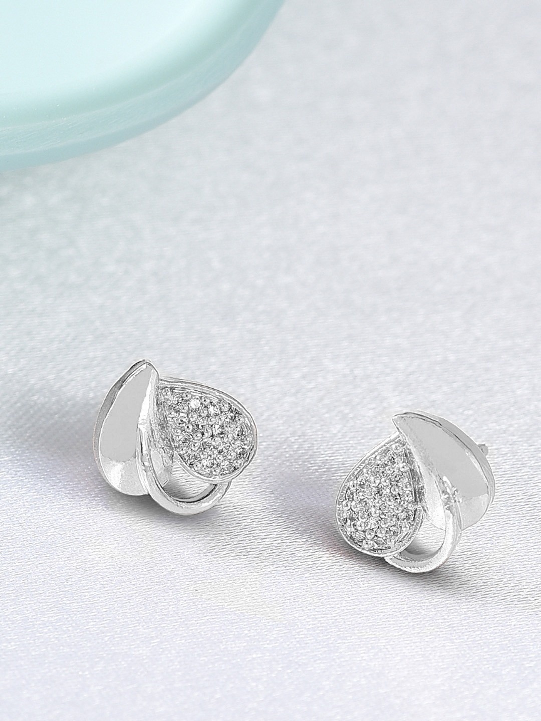 

AMI Silver-Toned Contemporary Cubic Zirconia Stud Earring