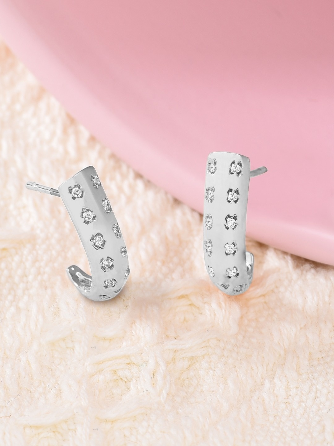 

AMI Silver-Toned Contemporary Studs Earrings