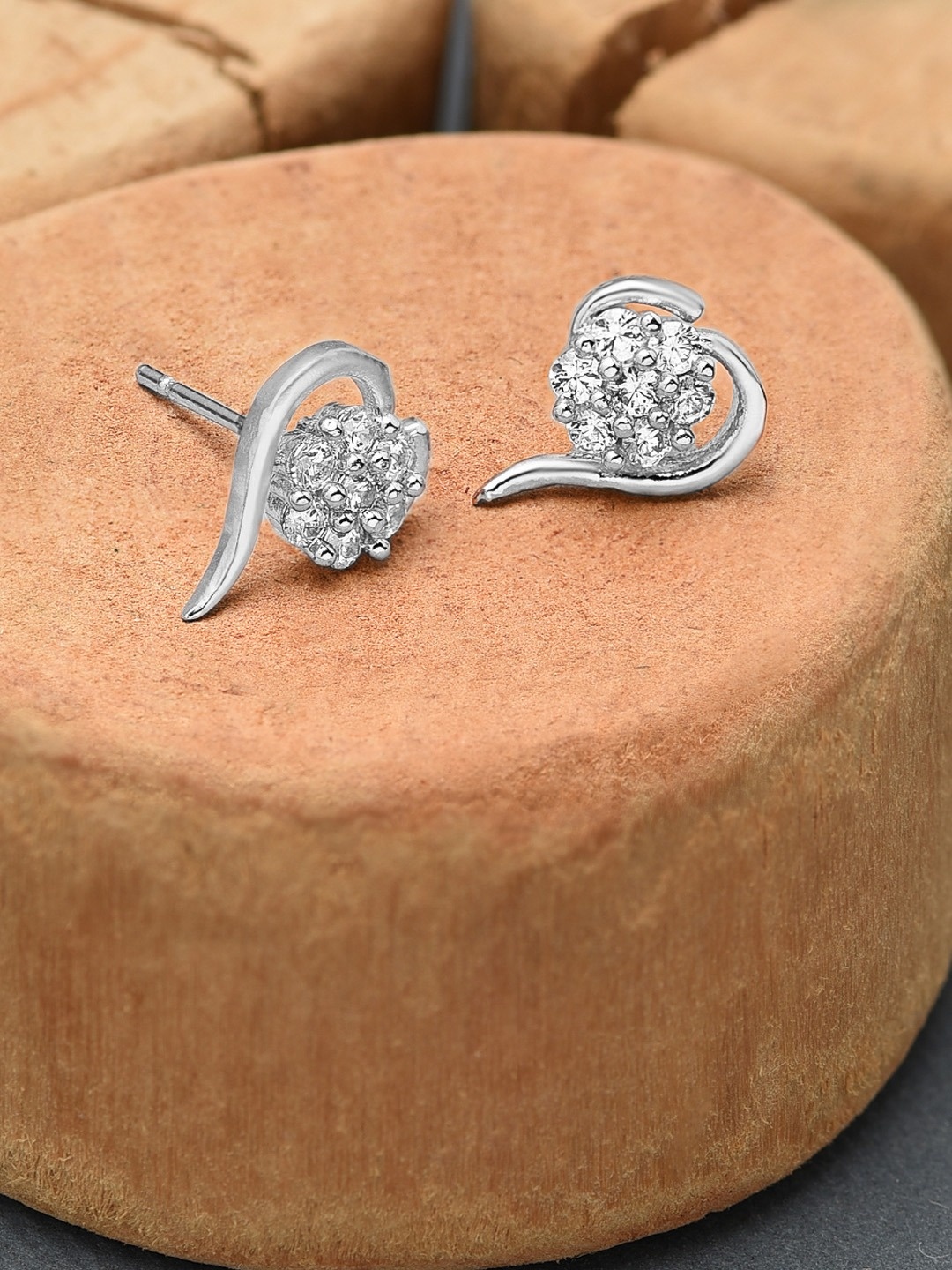 

AMI Silver-Toned Contemporary Studs Earrings