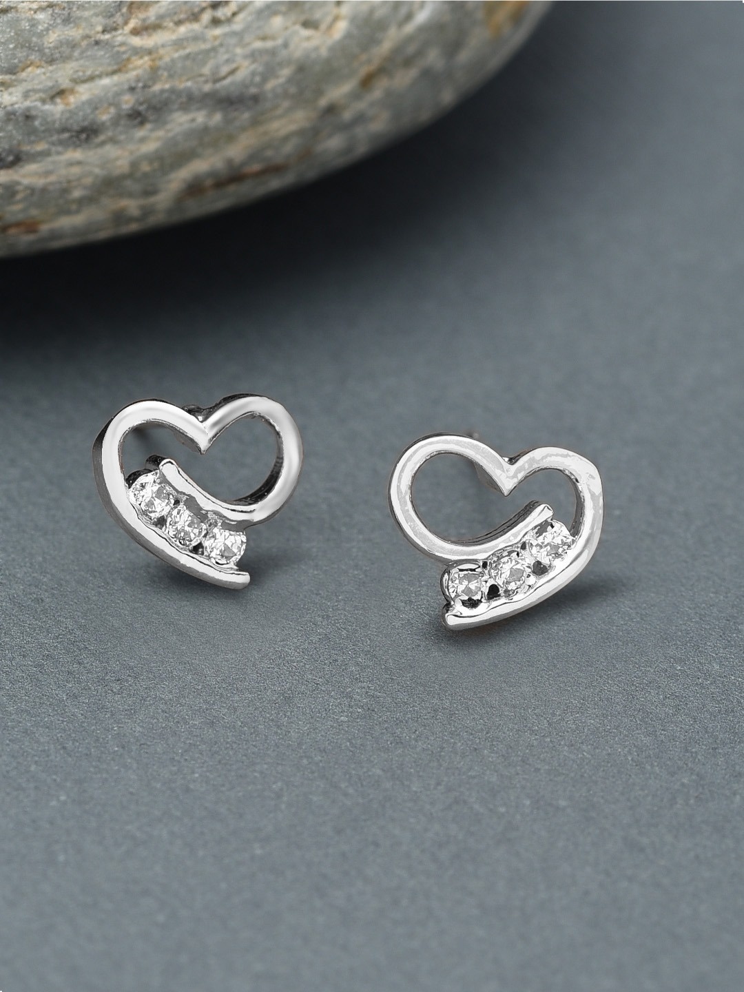

AMI Silver-Toned Contemporary Studs Earrings