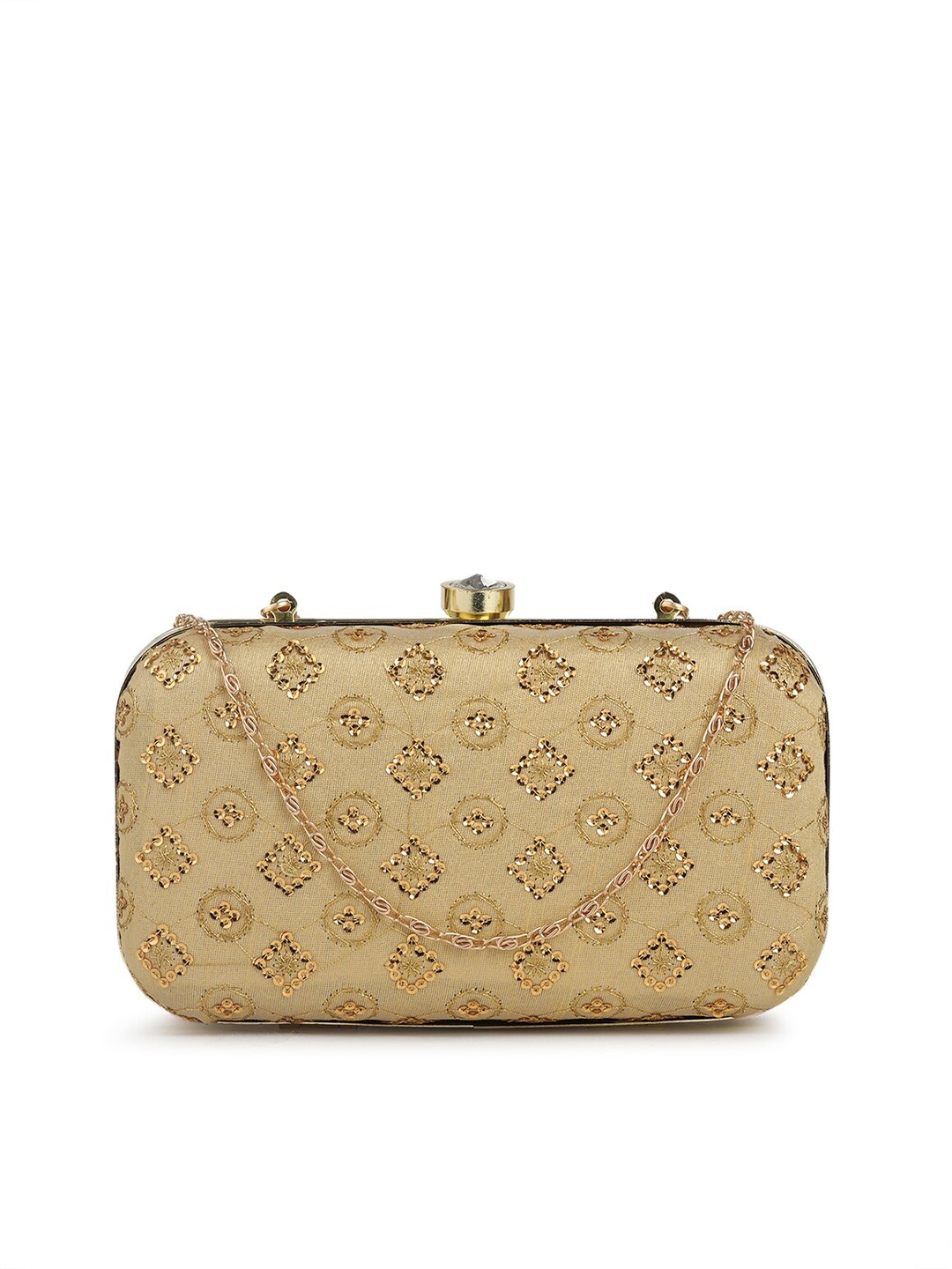 

gaura pakhi Gold-Toned Embroidered Box Clutch