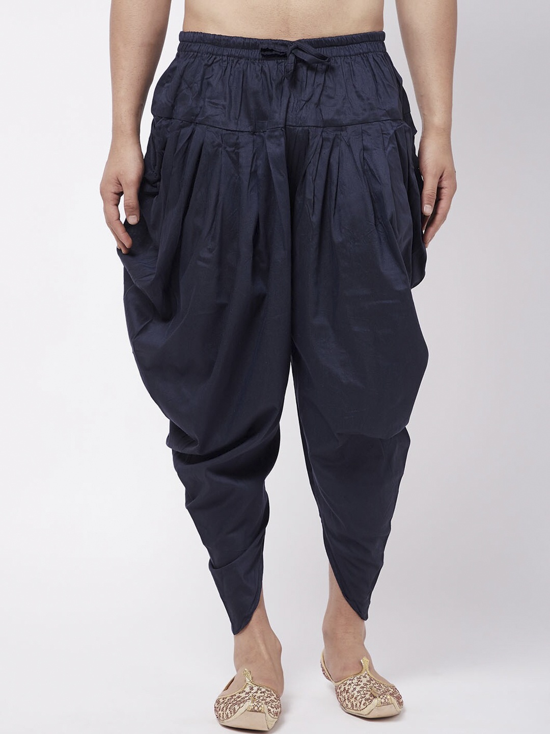 

VASTRAMAY Men Navy Blue Solid Cowl Dhoti Pant