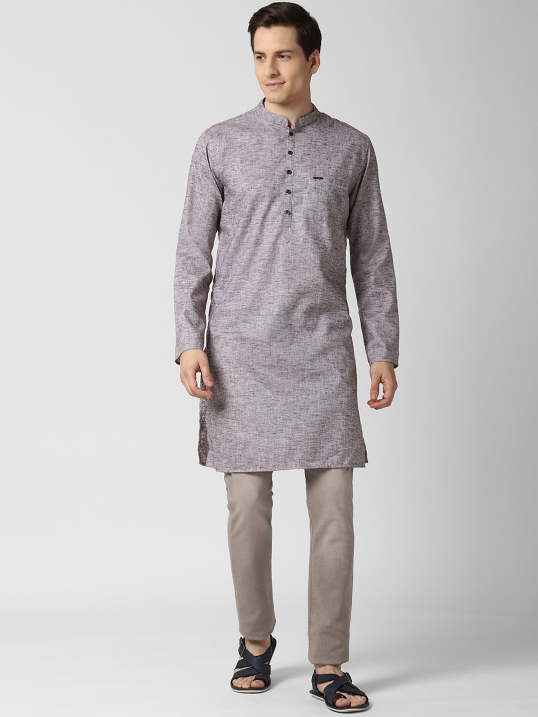 

Peter England Men Grey Thread Work Kurta
