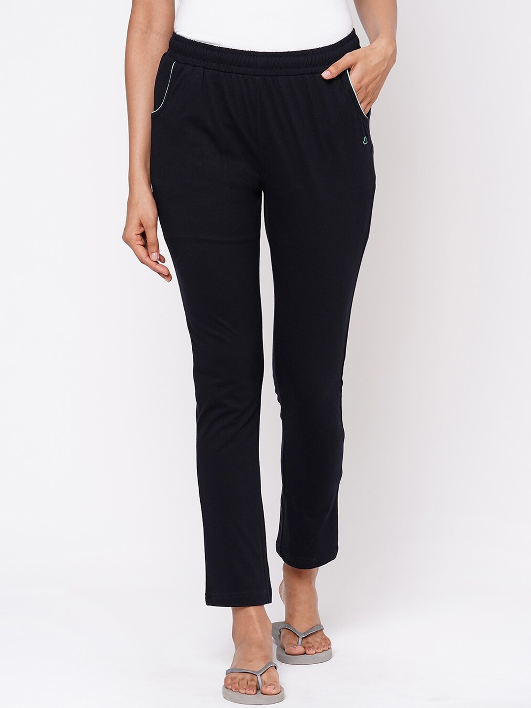 

Sweet Dreams Women Navy Blue Solid Cotton Lounge Pants