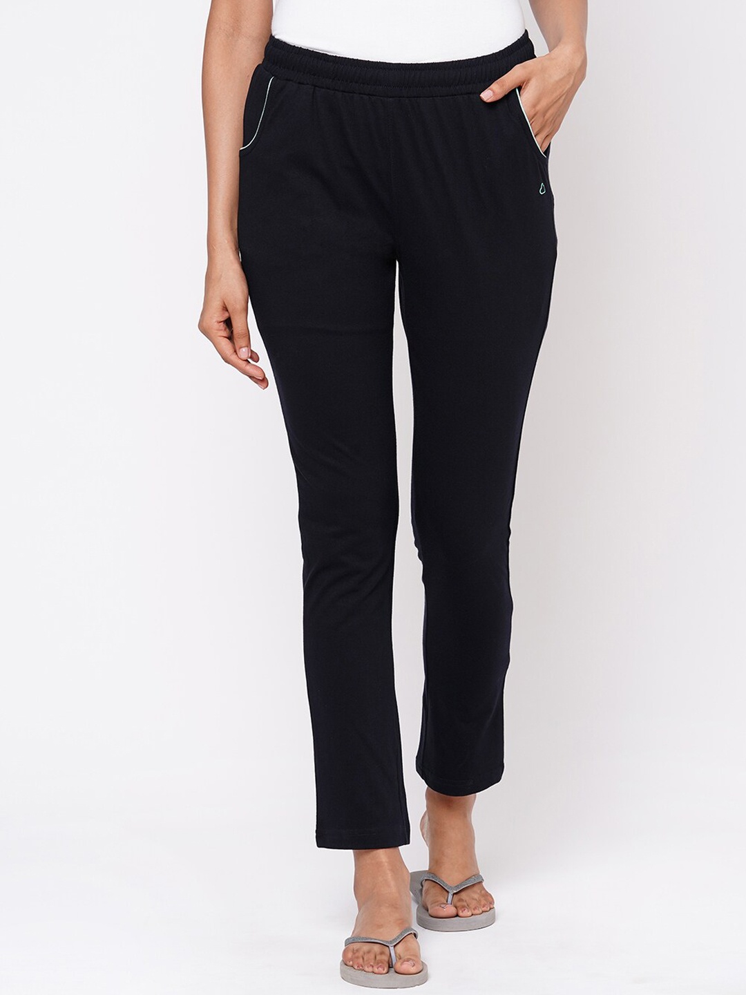 

Sweet Dreams Women Navy Blue Solid Cotton Lounge Pants