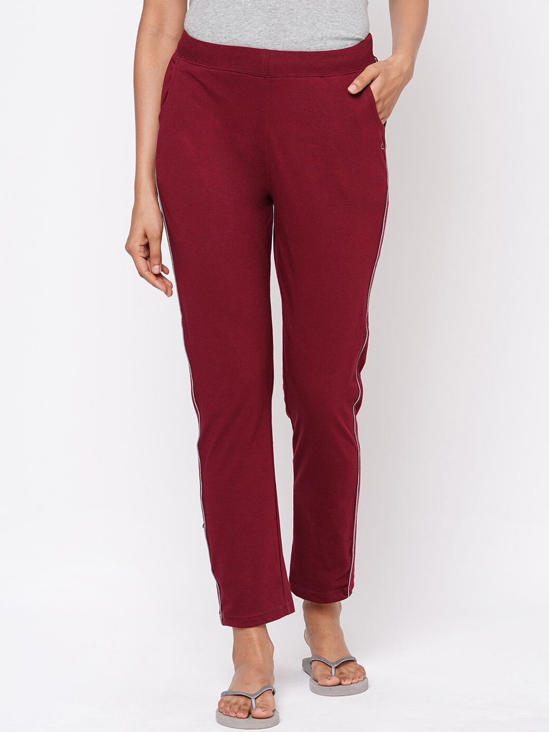 

Sweet Dreams Women Red Solid Cotton Lounge Pants