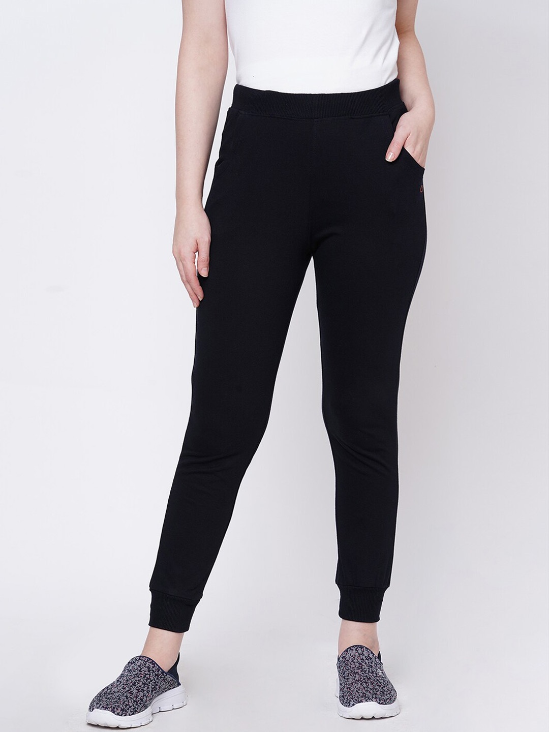 

Sweet Dreams Women Navy Blue Cotton Slim Fit Track Pants