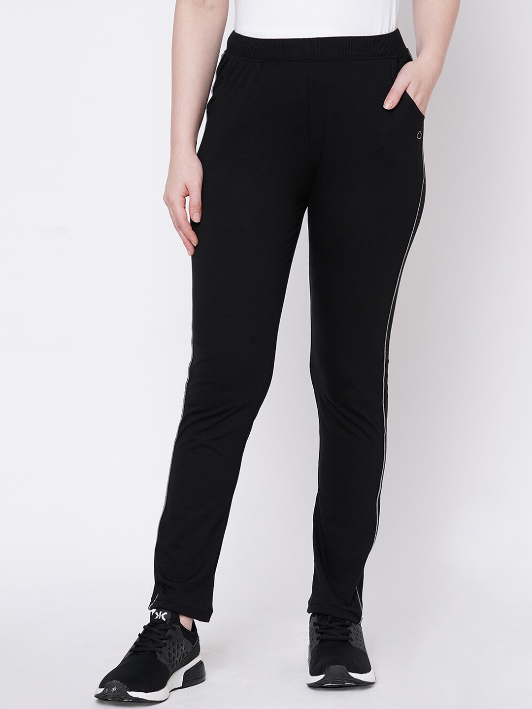 

Sweet Dreams Women Black Solid Cotton Track Pants