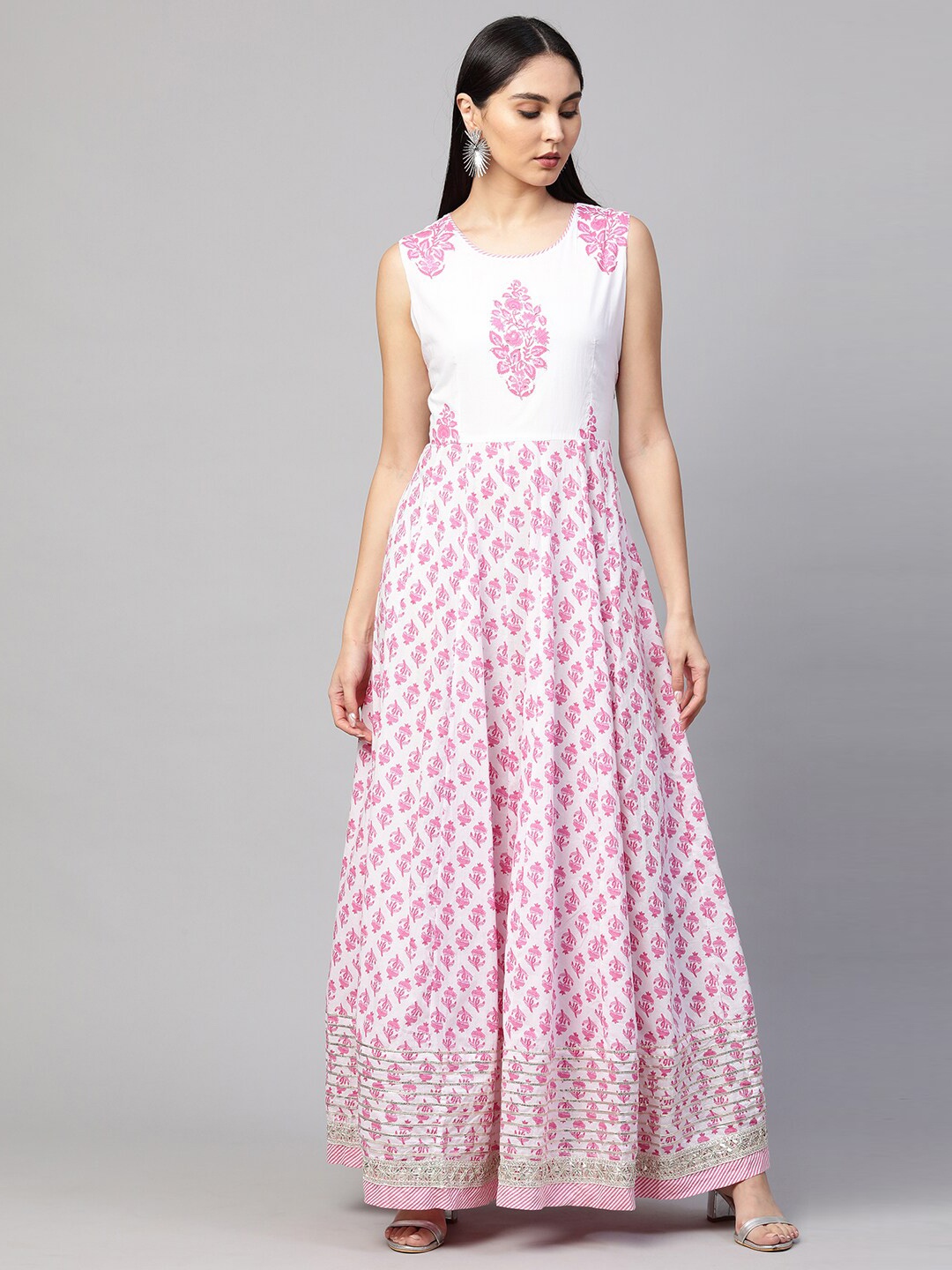 

FASHOR Pink Floral Ethnic Maxi Dress