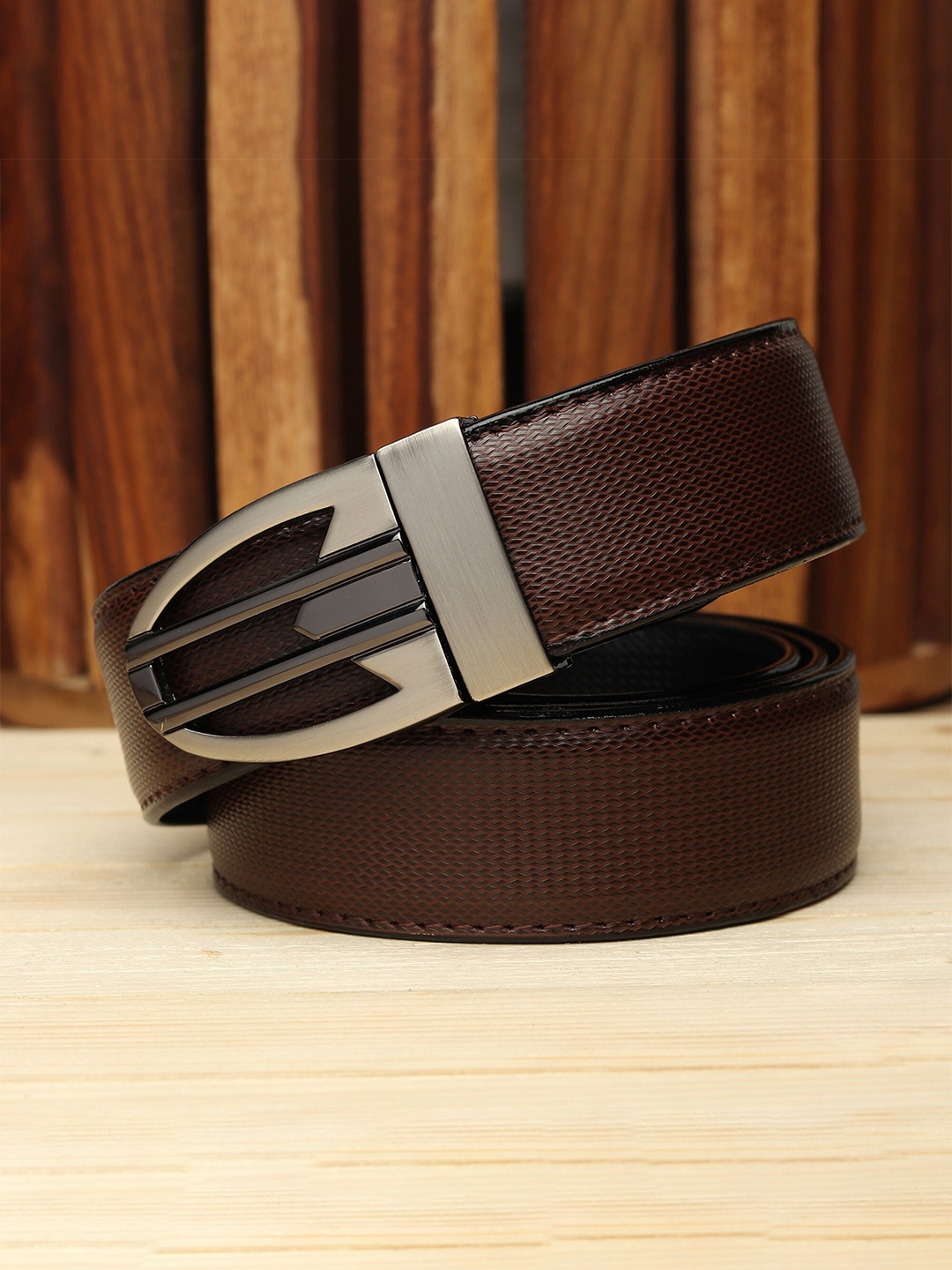 

Kastner Men Black & Brown Textured Reversible Belt