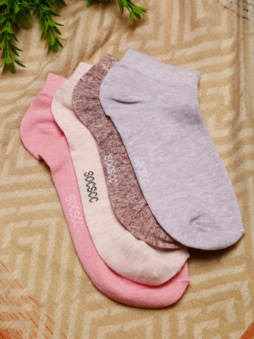 

MUTAQINOTI Men Pack Of 4 Assorted Ankle Length Antimicrobial Socks