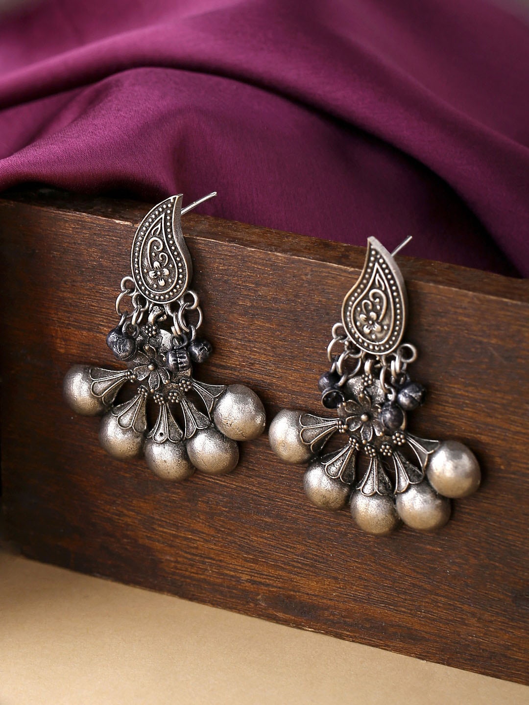 

Yellow Chimes Silver-Plated Traditional Drop Earrings
