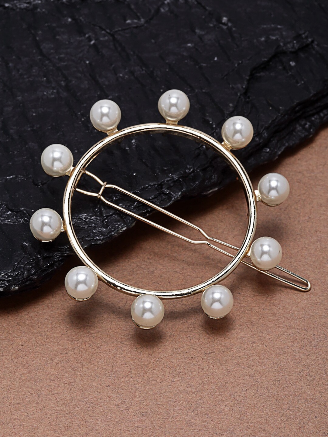 

Ferosh Women Gold-Toned & White Embellished Bobby Pins