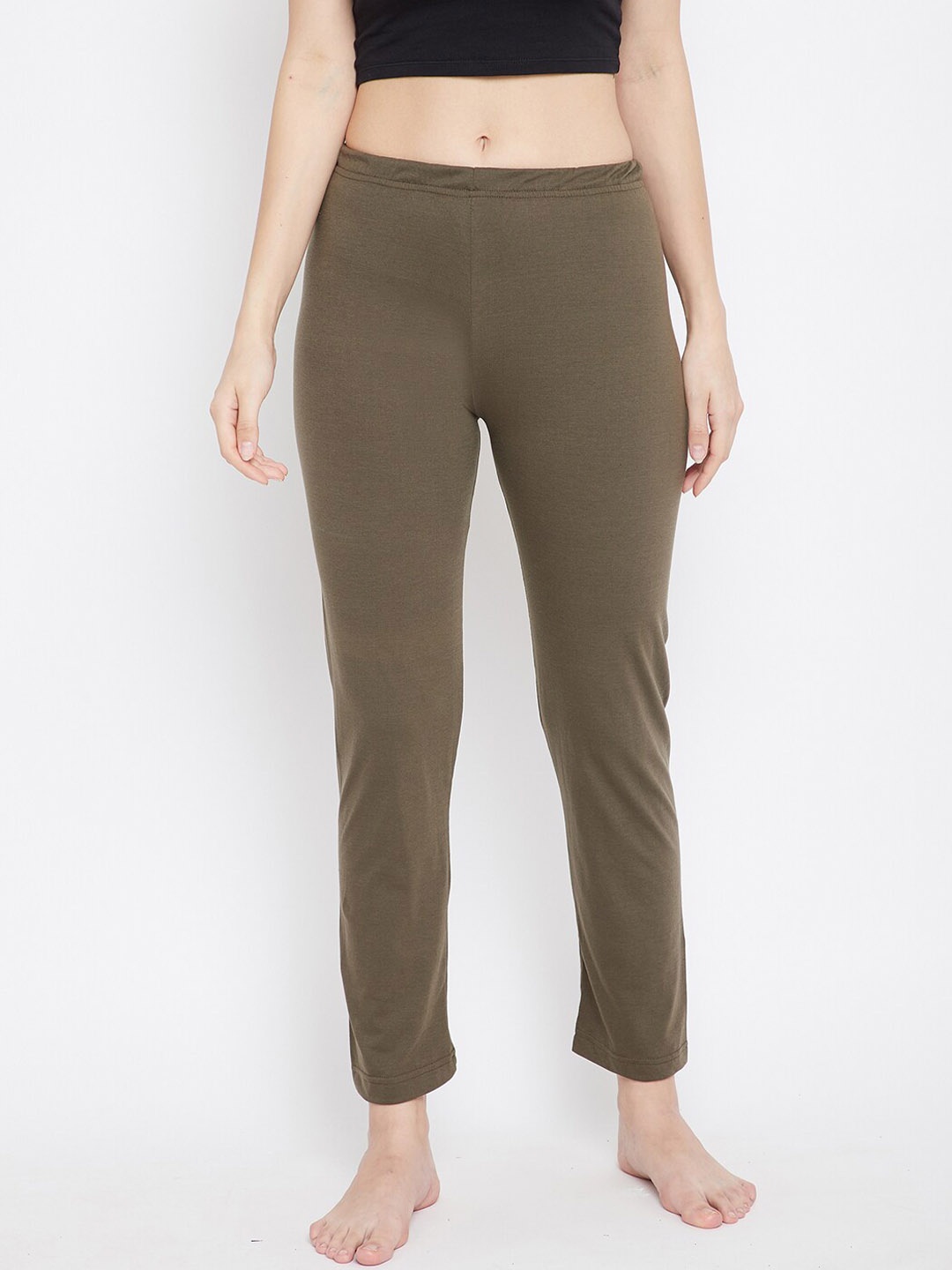 

FRENCH FLEXIOUS Women Olive Green Solid Lounge Pants