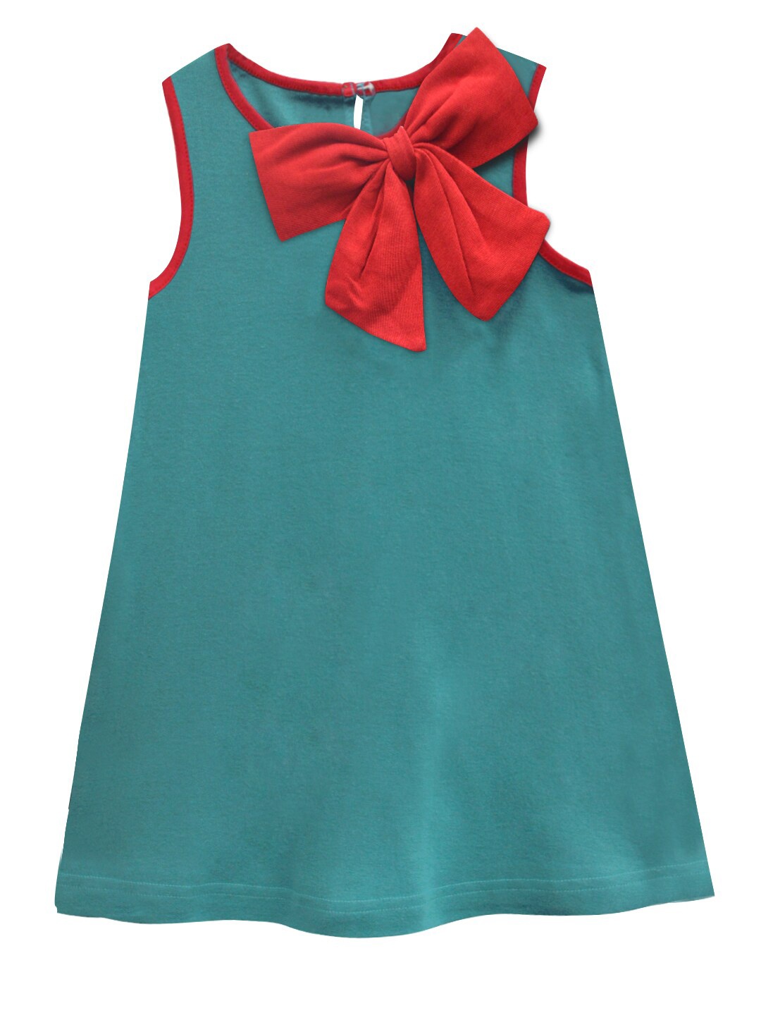 

A.T.U.N. Teal & Red Pure Cotton A-Line Dress