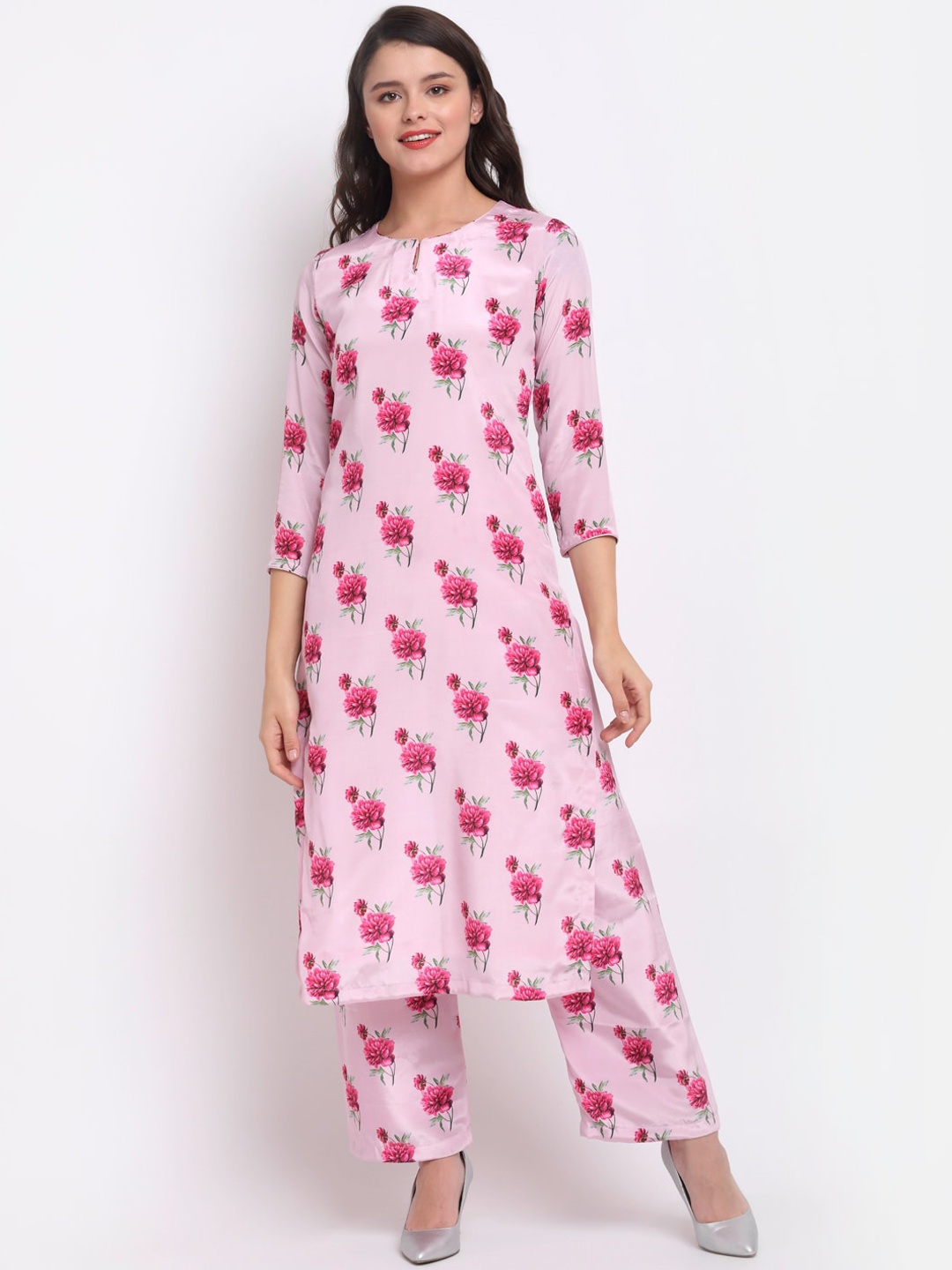 

anokherang Women Pink Printed Kurta with Palazzos