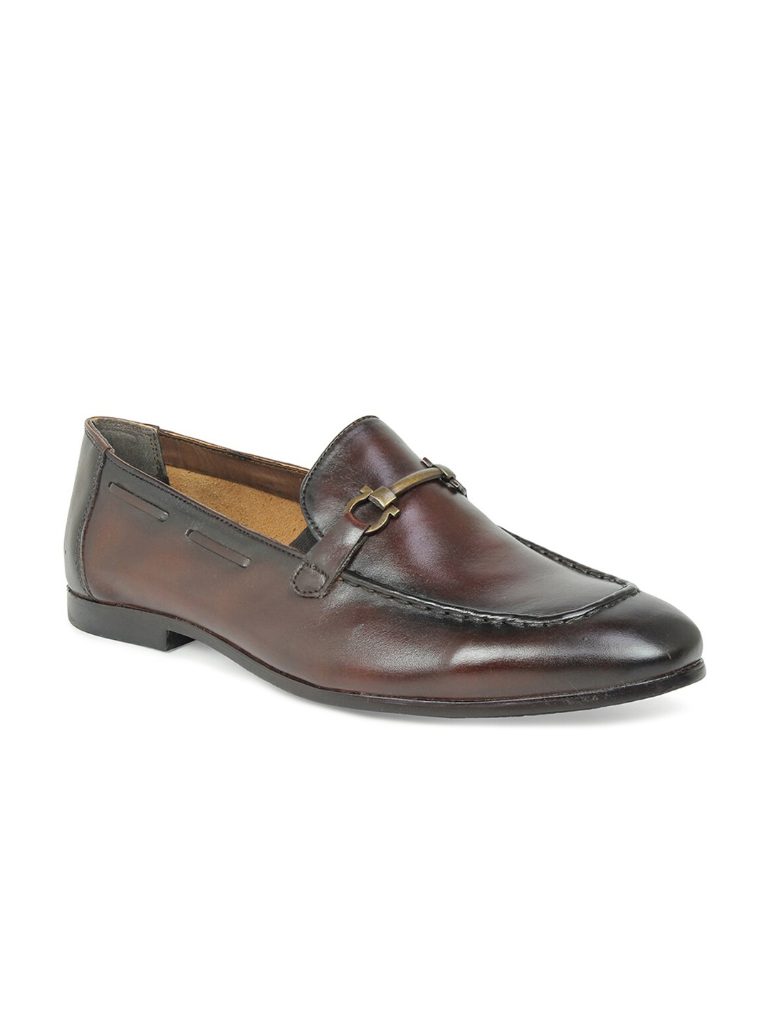 

PRIVO Men Black Solid Leather Formal Loafers