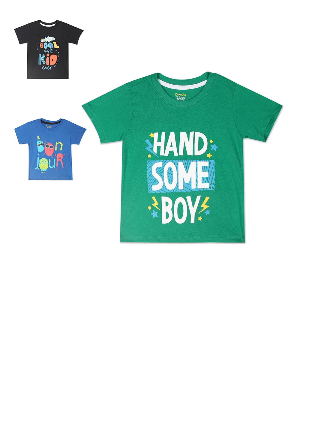 

Donuts Boys Pack Of 3 Assorted Pure Cotton Printed T-shirt