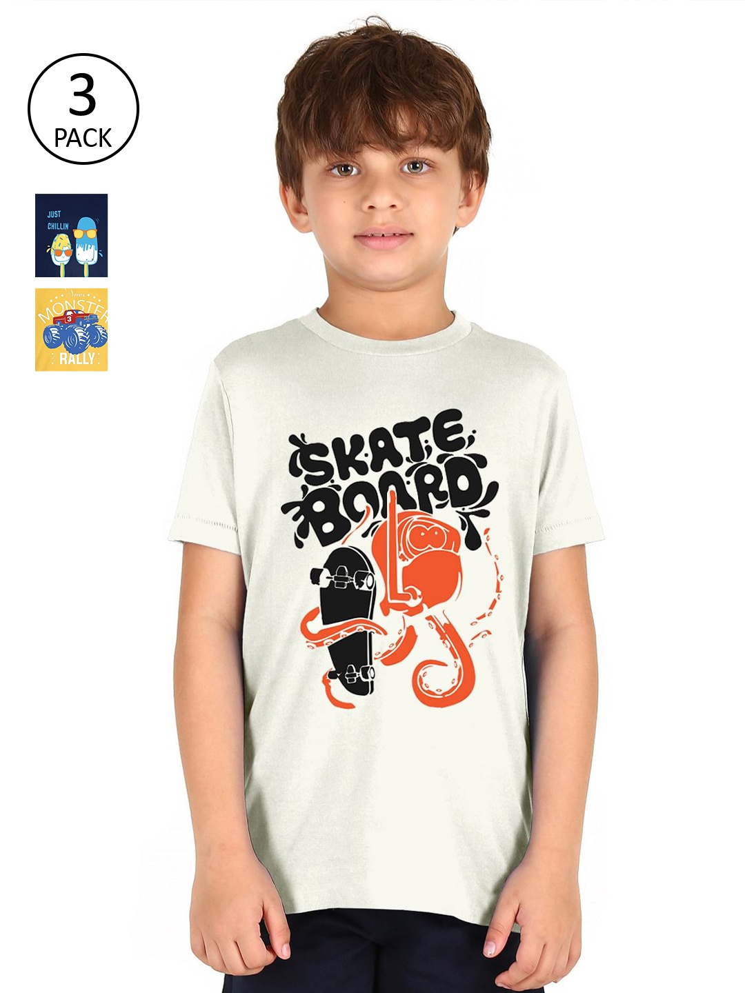 

Donuts Boys Pack Of 3 Printed T-shirts, Yellow