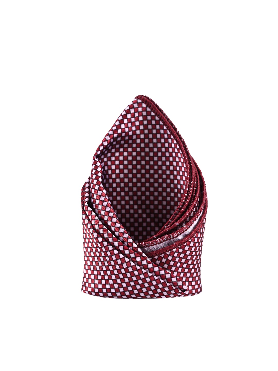 

BuckleUp Men Red & White Woven-Design Microfibre Pocket Square