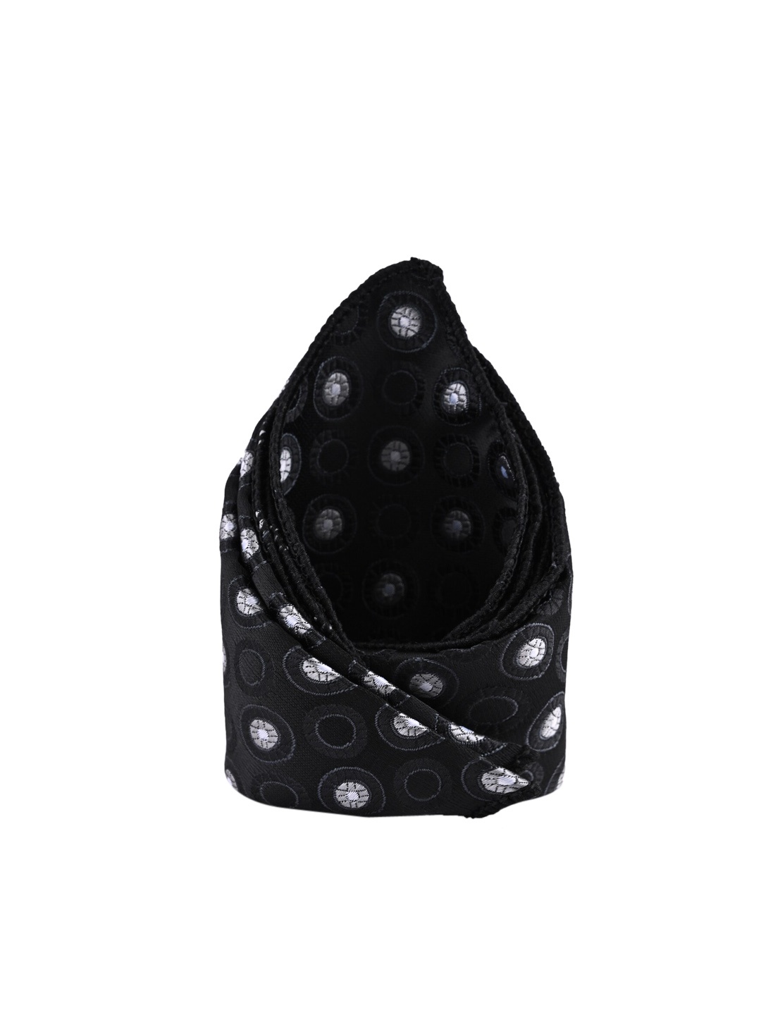 

BuckleUp Men Black & White Woven-Design Microfibre Pocket Square