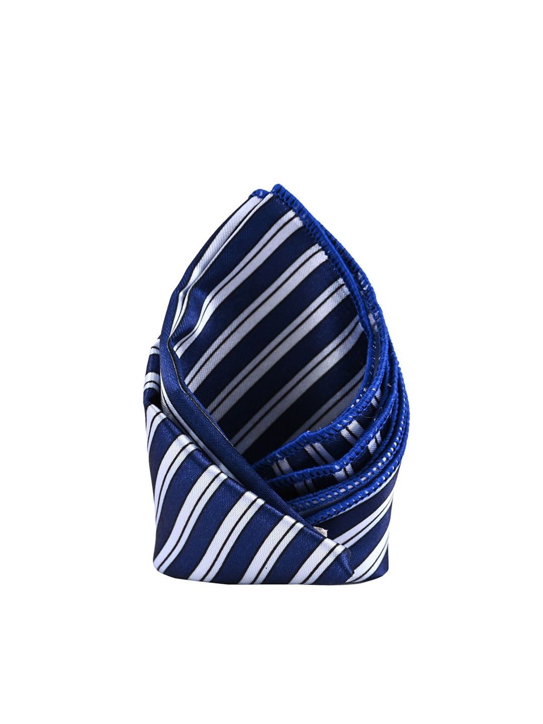 

BuckleUp Men Blue & White Striped Microfibre Pocket Square