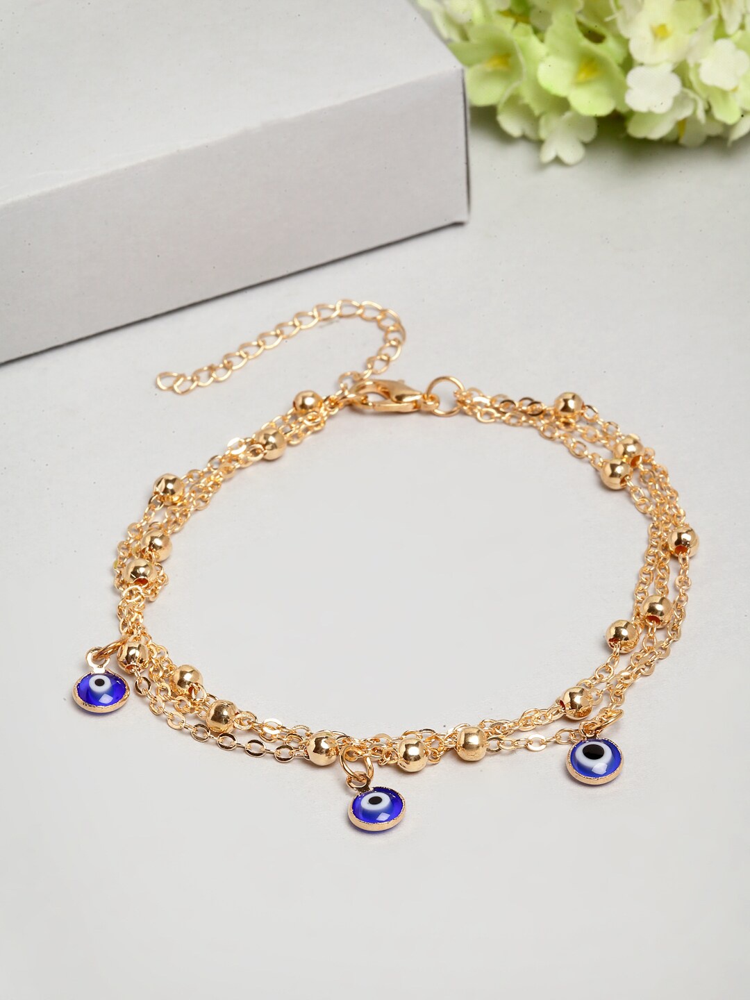 

Ferosh Gold-Toned & Blue Multi Layered Anklet