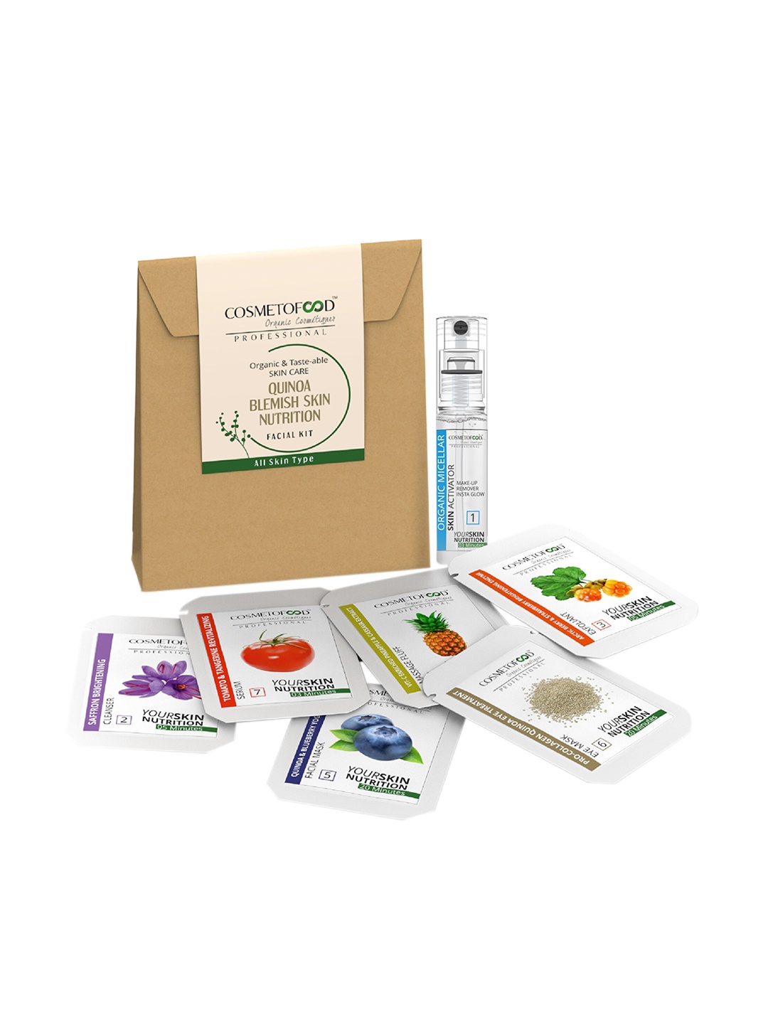 

COSMETOFOOD Set Of 10 Professional Quinoa Blemish Nutrition Facial Kit, Multi