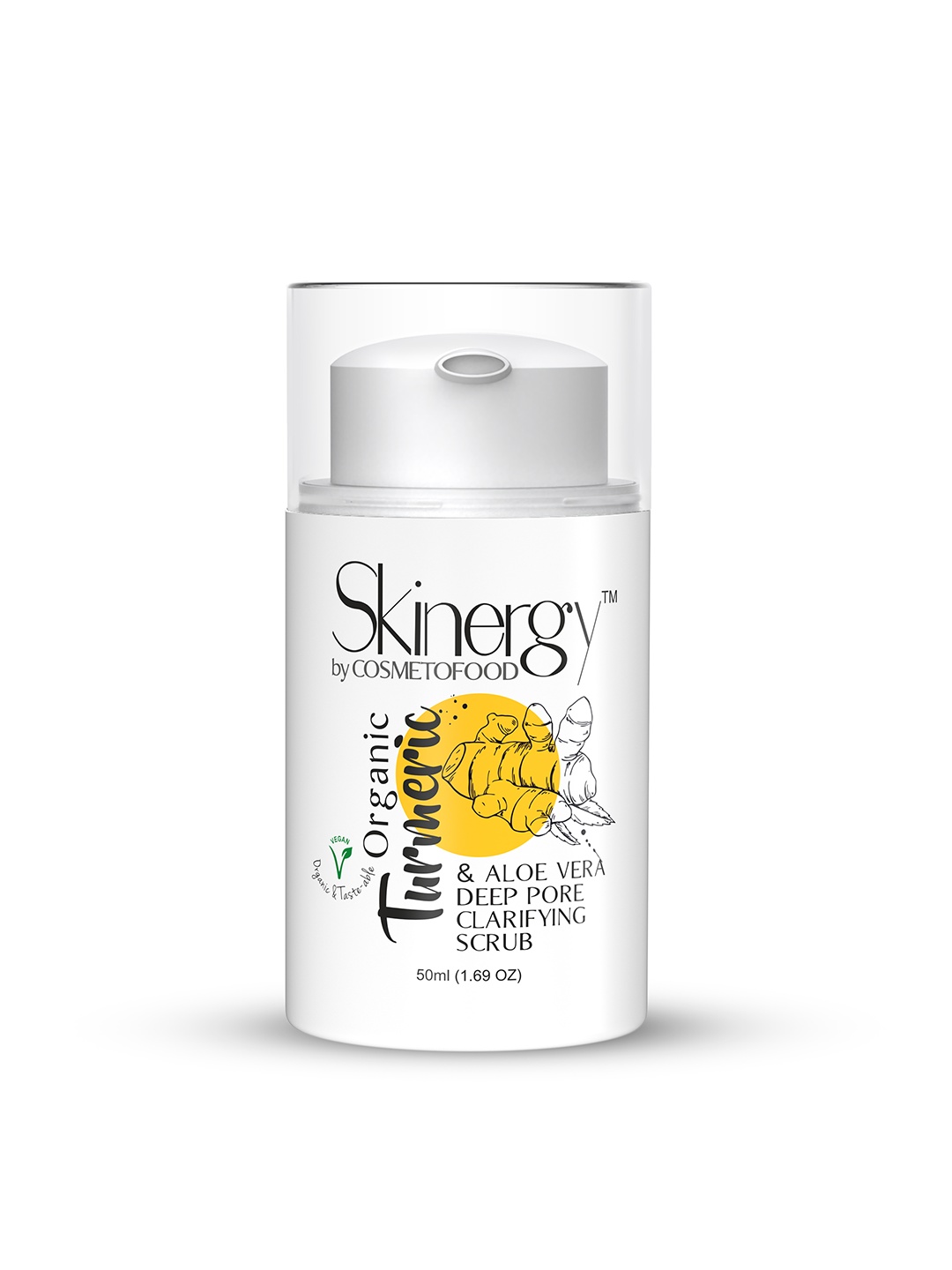 

COSMETOFOOD Skinergy Organic Turmeric & Aloe Vera Pore Clarifying Face Scrub, White