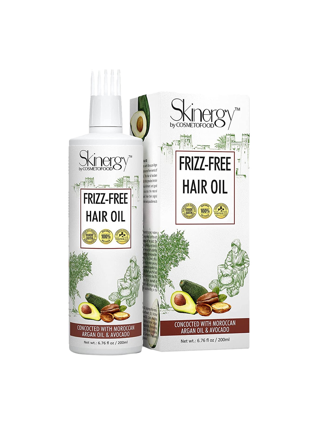 

COSMETOFOOD Skinergy Frizz-free Hair Oil with Moroccan Argan Oil & Avocado 200 ml, Multi