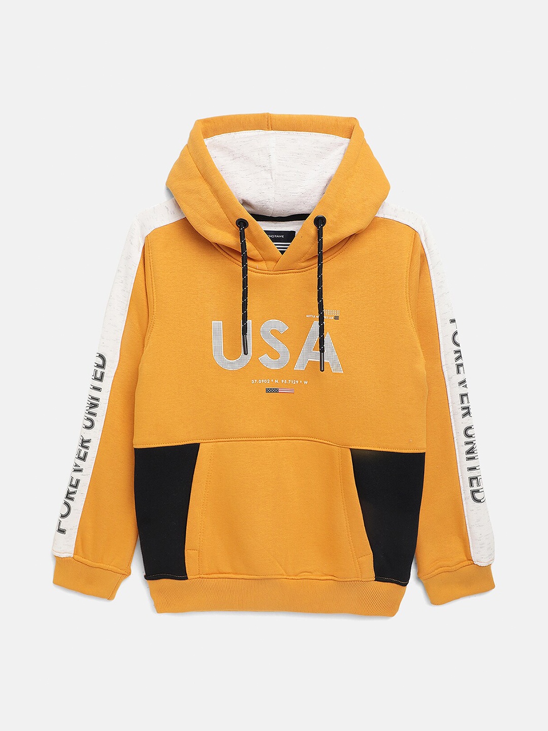 

Octave Boys Yellow Printed Hooded Sweatshirt
