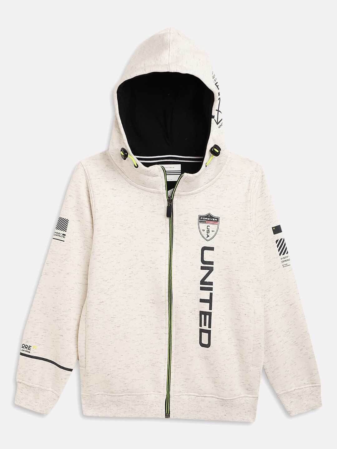 

Octave Boys White Printed Hooded Sweatshirt
