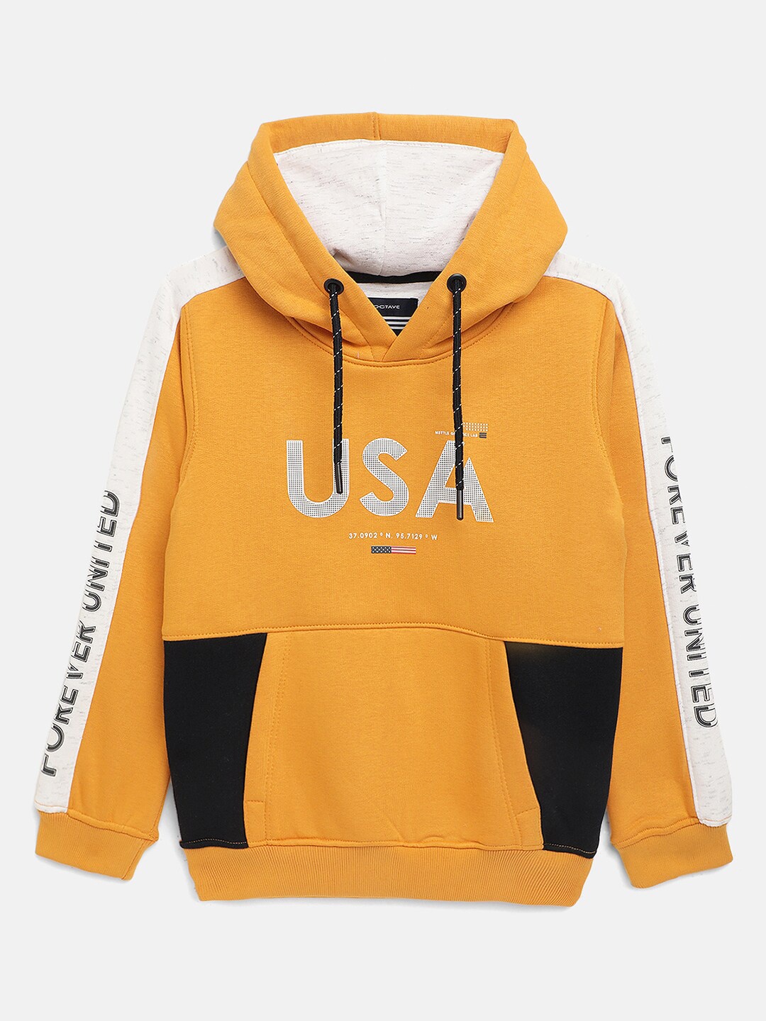 

Octave Boys Yellow Printed Hooded Sweatshirt