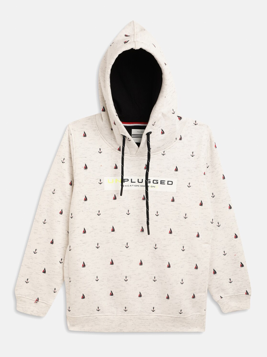 

Octave Boys White Printed Hooded Sweatshirt