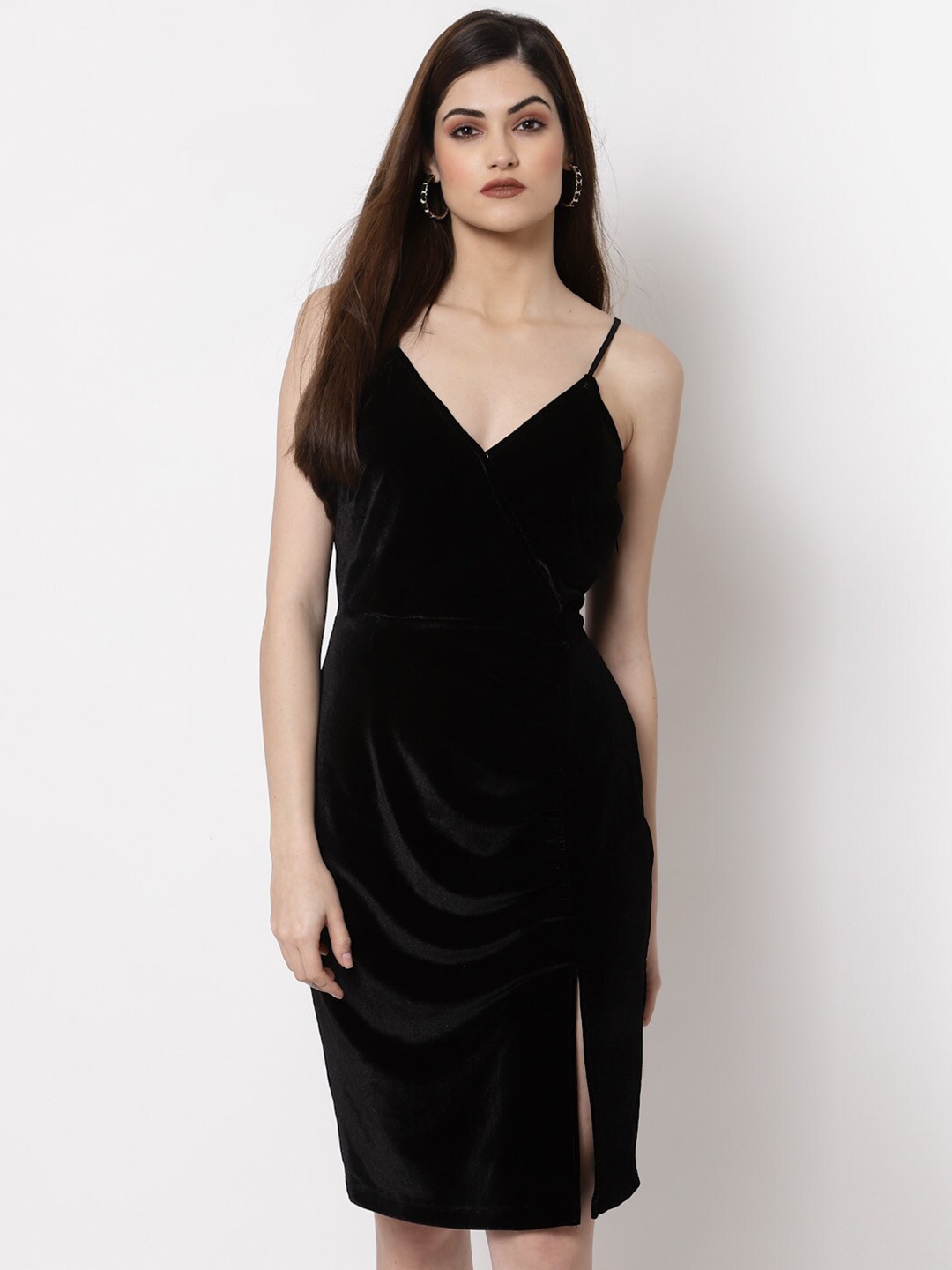 

Jade Garden Black Velvet Sheath Dress