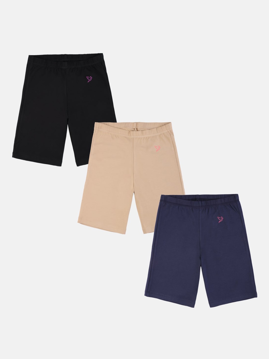 

TWIN BIRDS Girls Pack of 3 Skinny Fit Knee Length Chino Shorts, Black