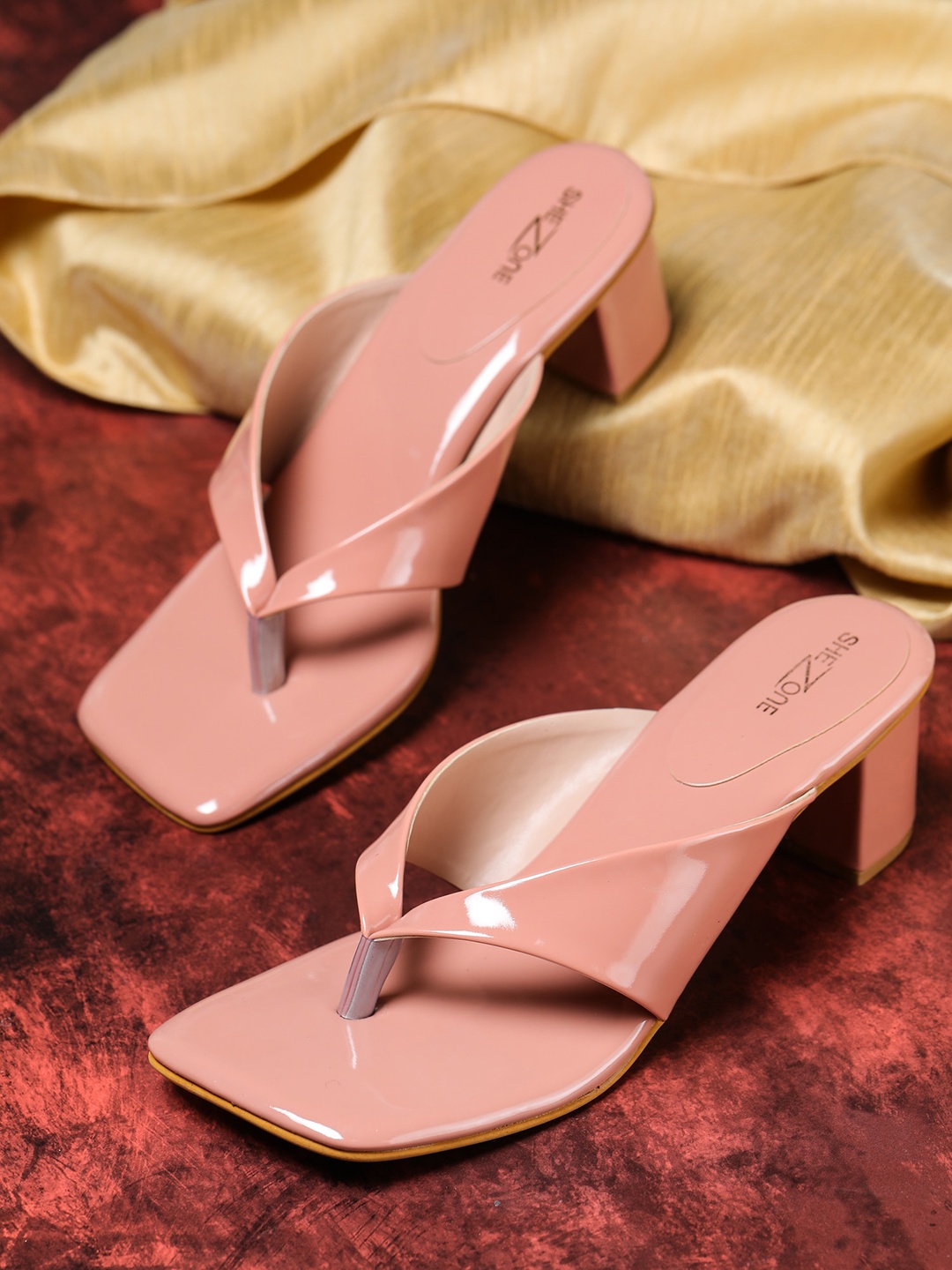 

Shezone Peach-Coloured Block Heels