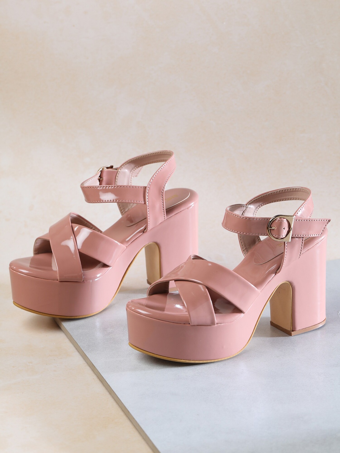 

Shezone Peach-Coloured Platform Heels