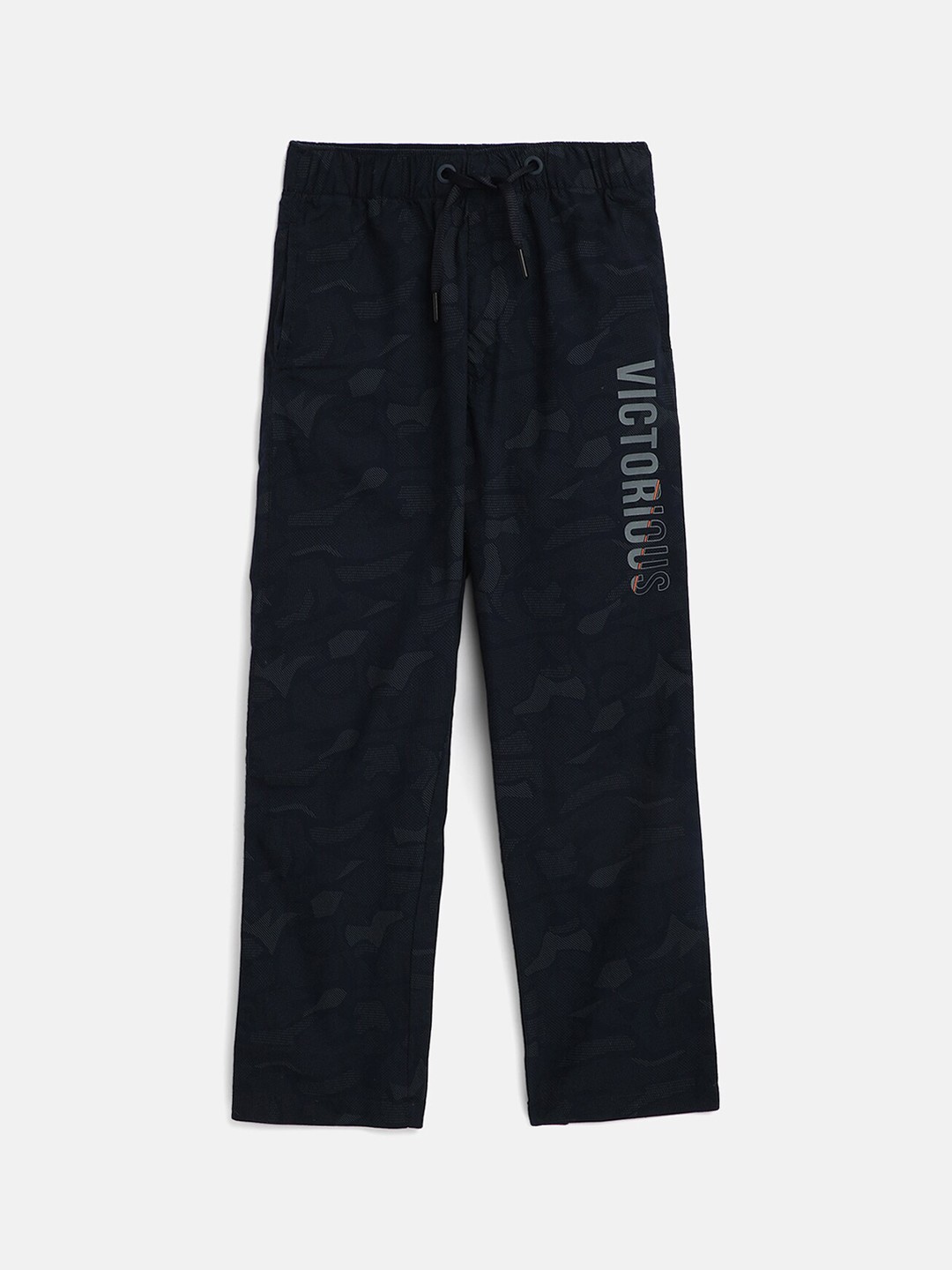 

Octave Boys Navy Blue Printed Cotton Track Pants