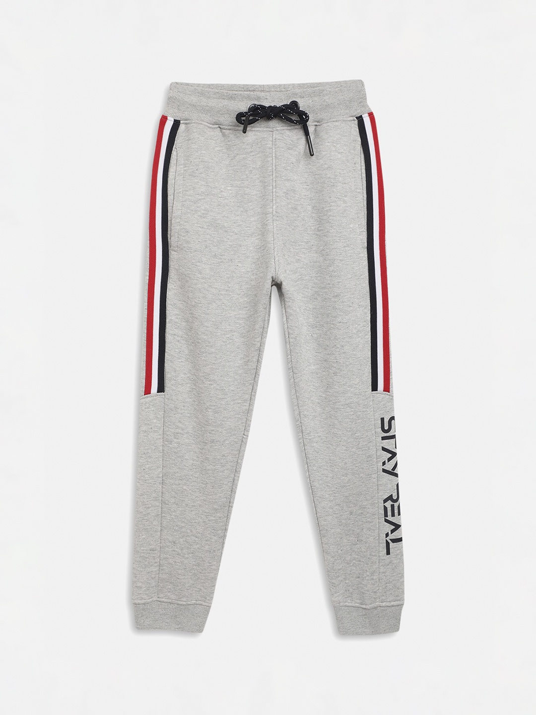 

Octave Boys Grey Solid With Contrast Panel Cotton Track Pants