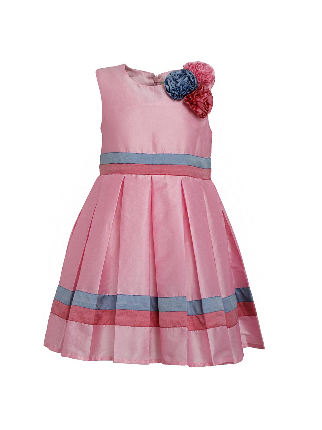 

A Little Fable Girls Pink Pleated Candy Rosette Dress