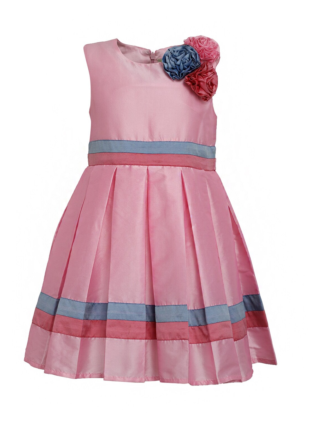 

A Little Fable Girls Pink Pleated Candy Rosette Dress